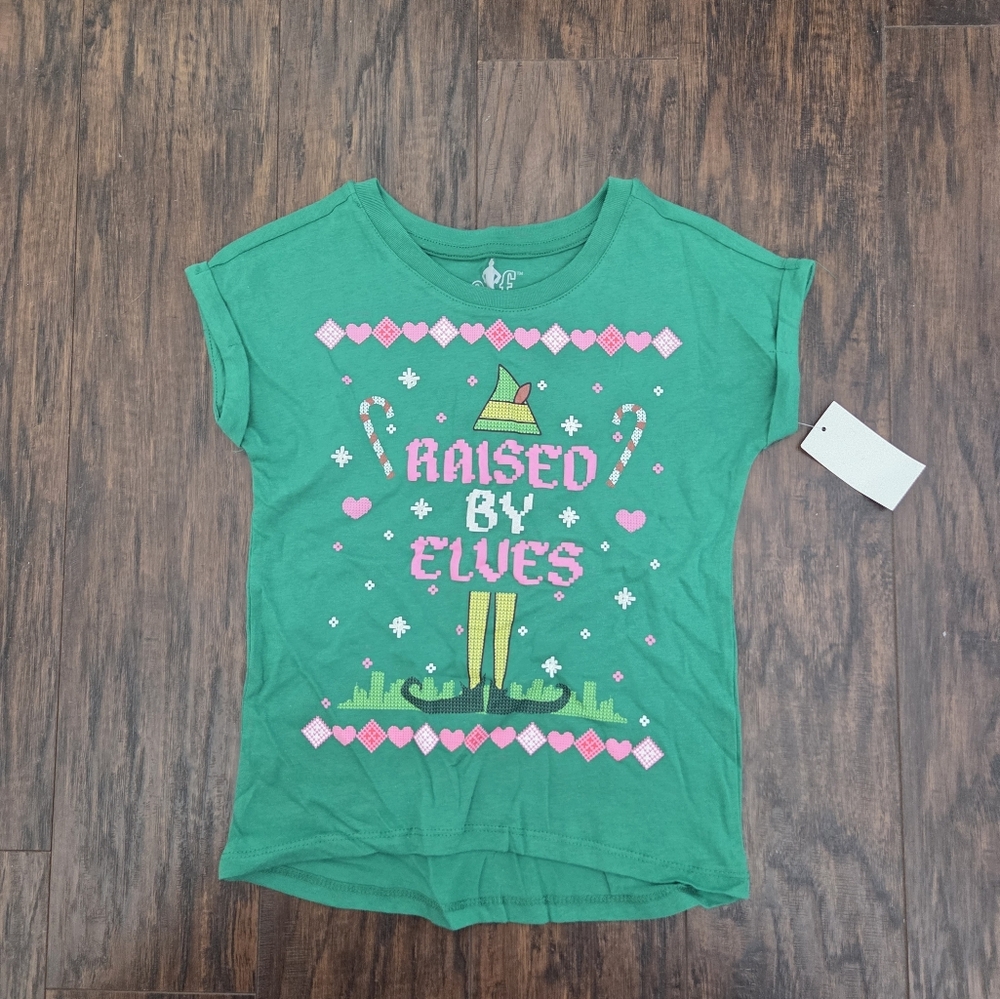 ELF Green 'Raised by Elves' Kids Short Sleeve Tee